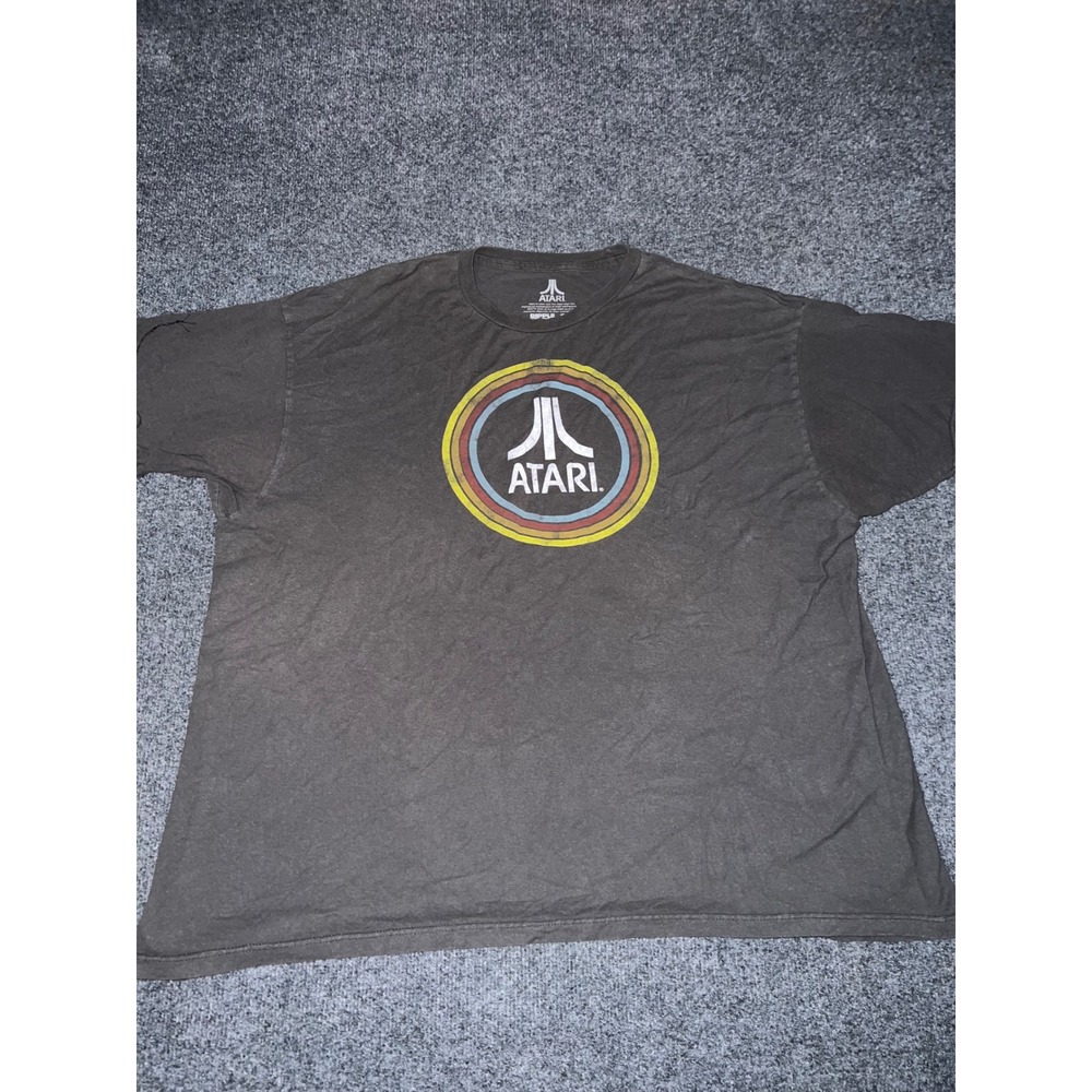 Ripple Junction Atari Graphic T-Shirt Mens 2X Faded Black Cotton Retro Gaming